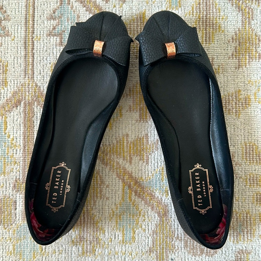 Ted Baker black bow flats, 40.5